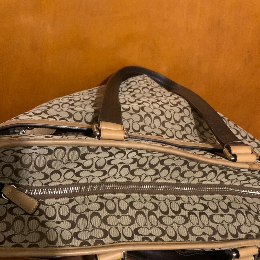 Coach Tan Double Strap Multi Pocket Tote Purse - Picture 11 of 15